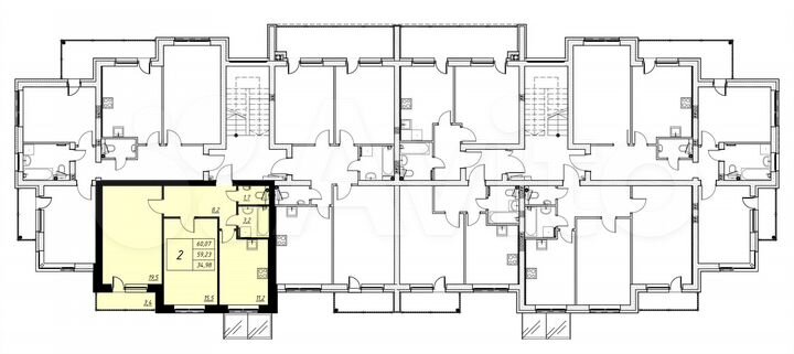 2-к. квартира, 60,1 м², 2/4 эт.