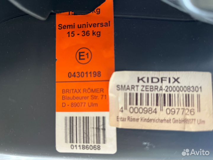 Автокресло romer britax kidfix SMART zebra 15-36 k