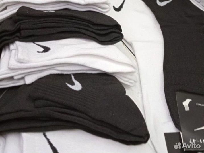 Белые чёрные носки Nike хлопок