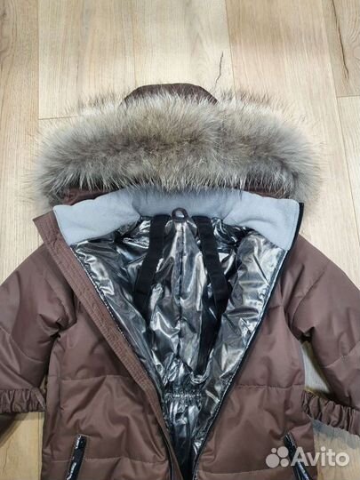 Детский зимний комбинезон 128 размер Коричневый