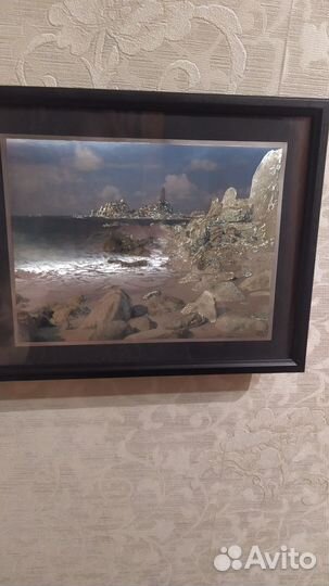 Картина морской берег в рамке современный дизайн