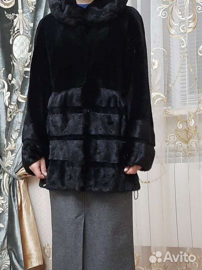 Шуба норковая с капюшоном