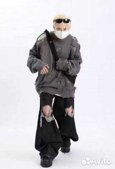 Свитер рваный rick owens type