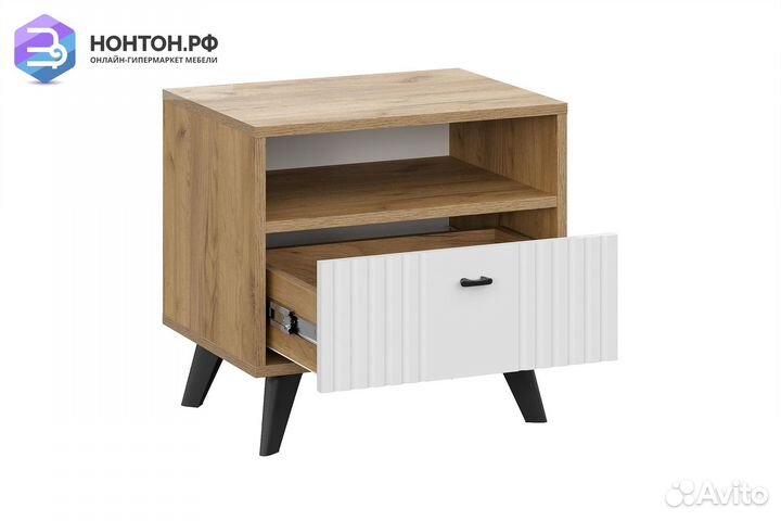 Тумба прикроватная Милан дуб золотой / белый матов