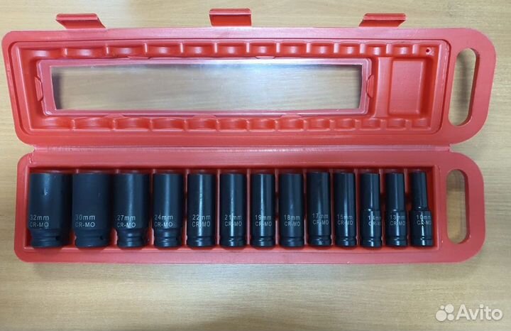 Набор глубоких ударных головок 10-32мм, 1/2