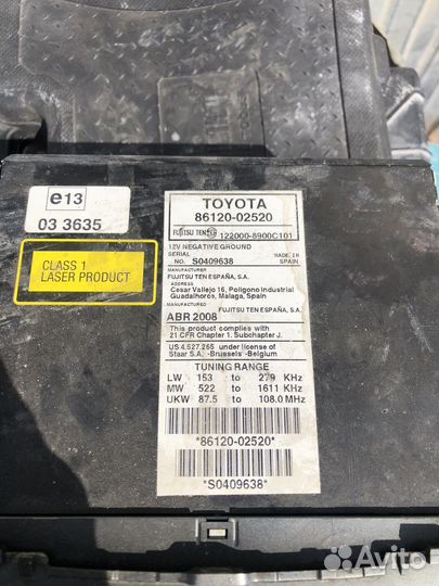 Магнитола toyota auris