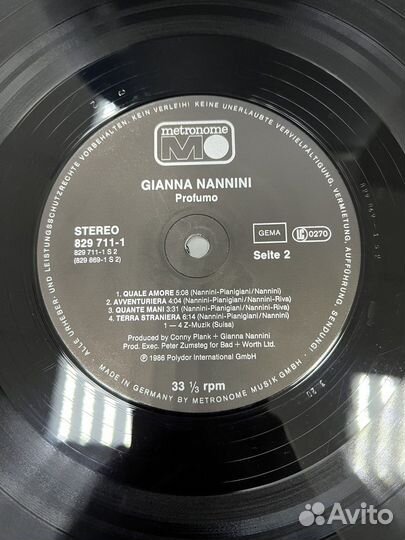 Gianna Nannini Profumo 1986 Germany винил