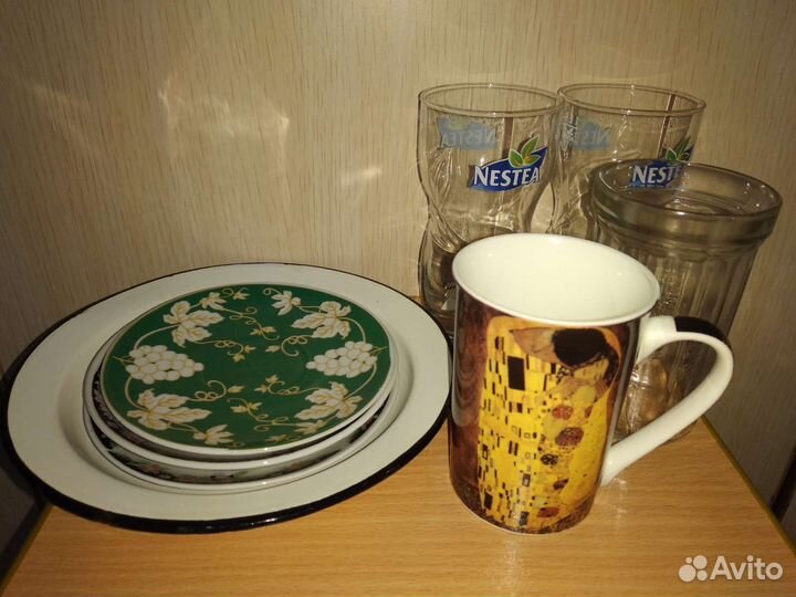 Набор для торта, блюдо, бокалы, блюдца, кружка