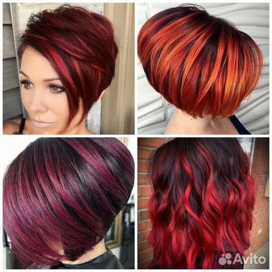 Модель на Балаяж+стрижка в красных тонах/медных