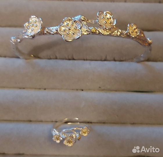 Кольцо, серьги, подвеска, комплект. Серебро