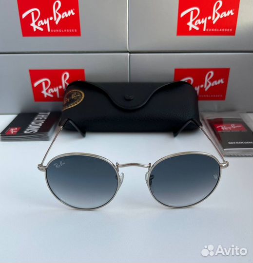 Очки ray ban round metal серые