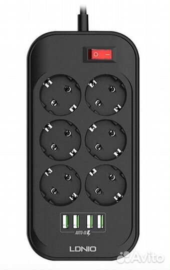 Сетевой фильтр LP6403 6 розеток 4 USB 2.0 m