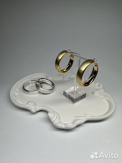 Серьги кольца матовые 2 цвета