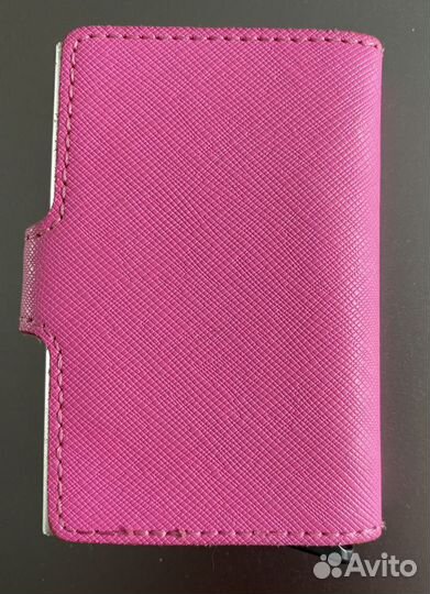Кошелек розовый кардхолдер кожаный