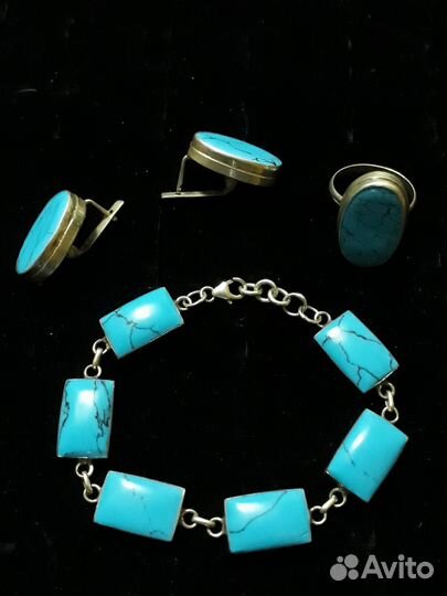 Бирюза Серьги,Кольца Браслет