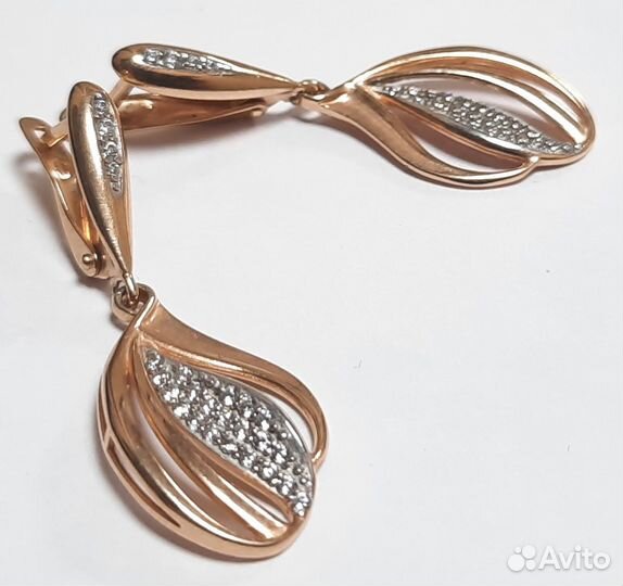Серьги позолоченное серебро 925 пр. вес 3,91 гр