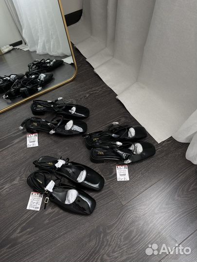 Туфли балетки с квадратным носом 39/40 Zara новые