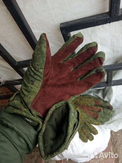 Перчатки армейские кожа-флис