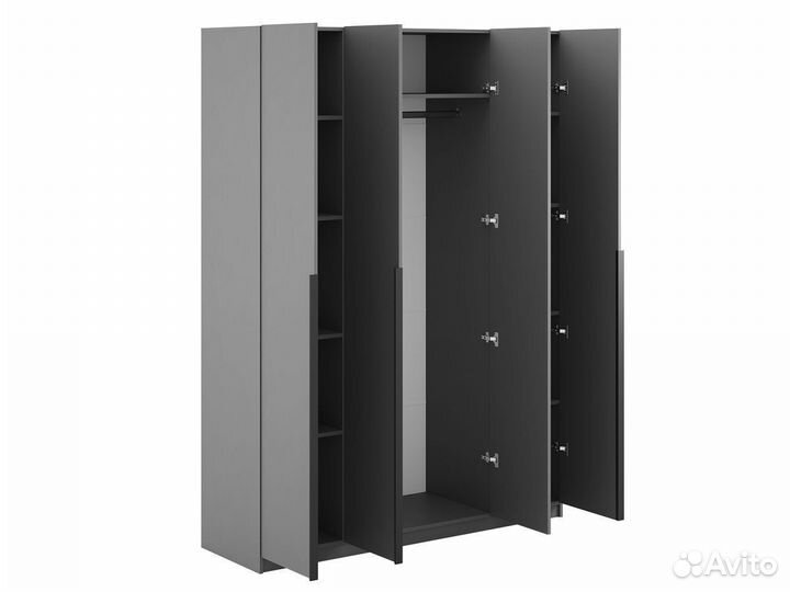 Распашной шкаф Арно 4 двери Графит Без дополнительных элементов
