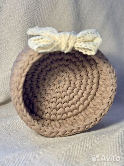 Вязаные интерьерные корзины (трикотажная пряжа)