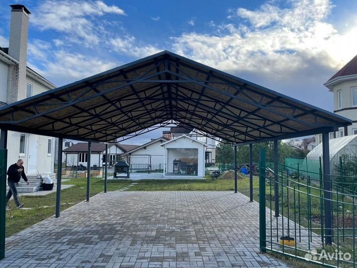 Навес арочный 4х7 с поликарбонатом для машины