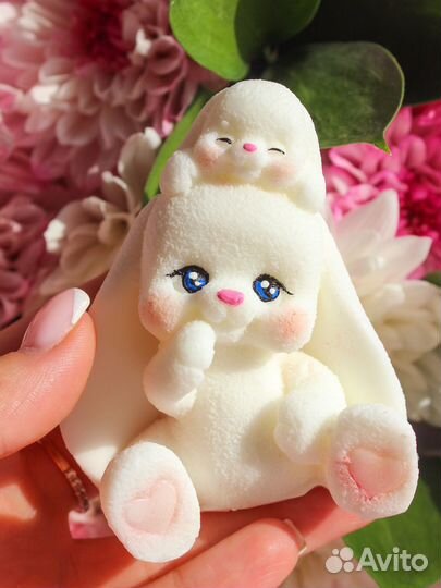 Мыло ручной работы зайка с малышом зайчик