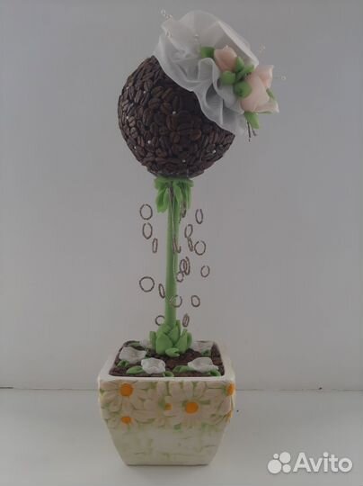 Панно настенное, бамбук СССР, Дерево в горшке