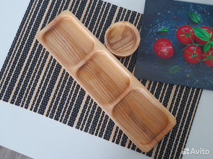 Менажница деревянная + соусник