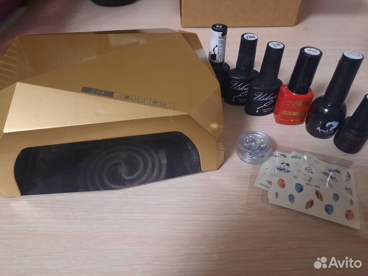 Лампа для ногтей набор с гель лаками