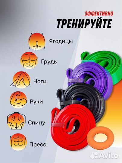 Ленточный эспандер 4 шт+Кистевой эспандер 1 шт