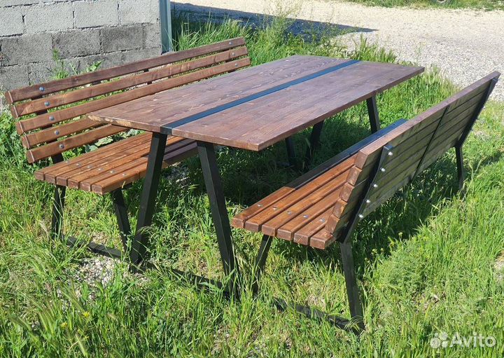 Стол и 2 лавочки в лофт