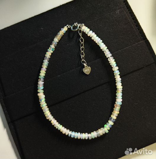 Браслет из природного белого опала 925