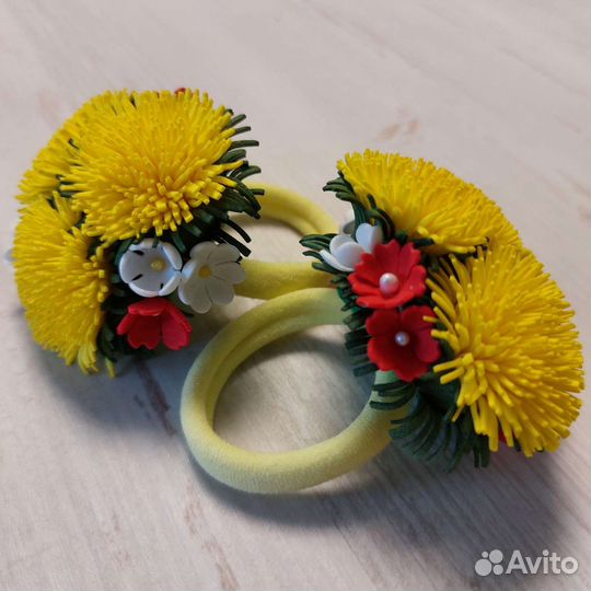 Одуванчики заколка, резинка, ободок