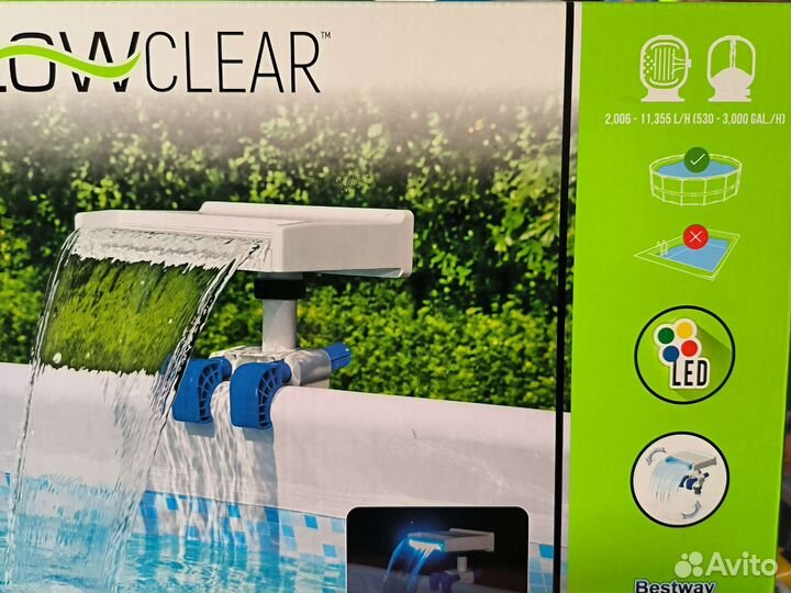 Водопад для бассейна с цветной Led подсветкой