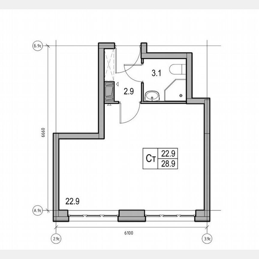 Апартаменты-студия, 28,9 м², 7/17 эт.