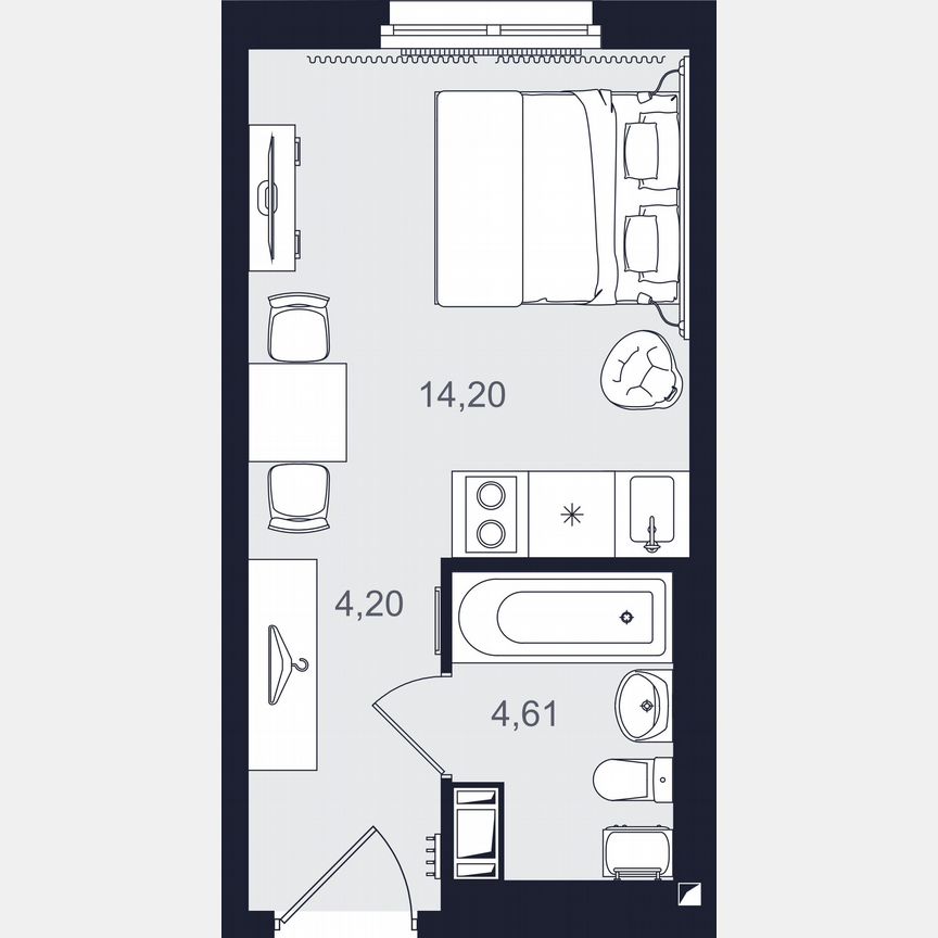 Апартаменты-студия, 23 м², 8/24 эт.