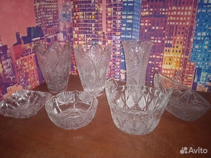 Хрусталь СССР вазы, салатники. Винтаж
