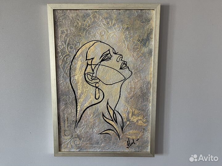 Интерьерная картина, поталь, рельефная