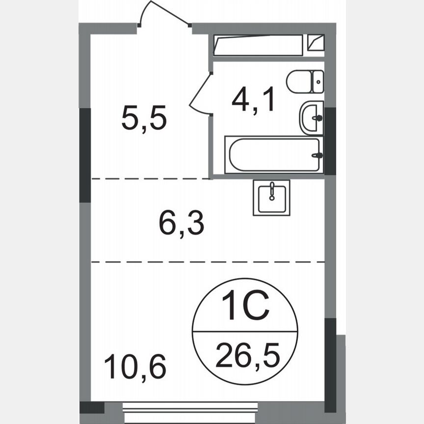 1-к. квартира, 26,5 м², 10/17 эт.