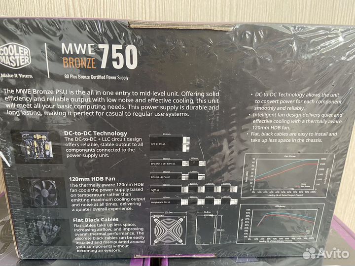 Блок питания Cooler Master MWE-v2 750, 650w, новый