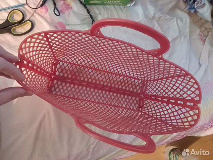 Сумка корзина сетка сетчатая пластик красная 36х16