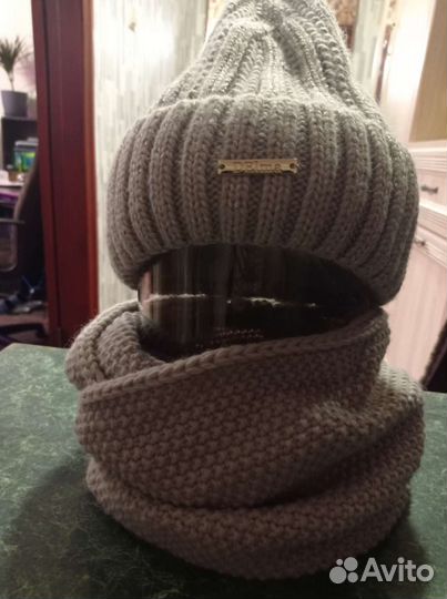 Комплект шапка и снуд зимний, берет