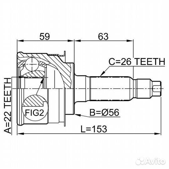 Шрус наружный 22x56x26