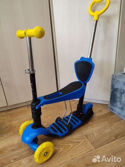 Самокат 5 в 1, колеса световые PU 120/80 мм