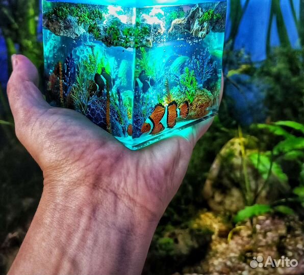 Ночник - лампа, светильник куб из эпоксидной смолы