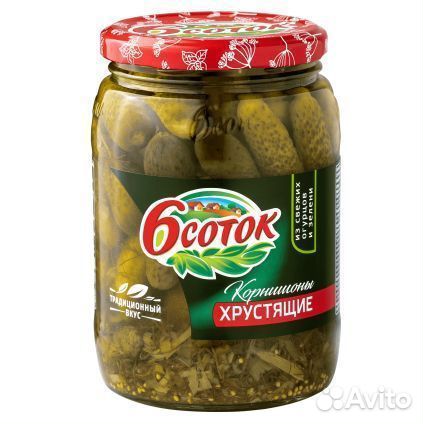 Корнишоны 6 Соток Хрустящие 720 мл