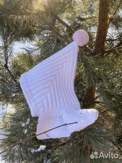 Шапочка зимняя эльф шлем с помпоном