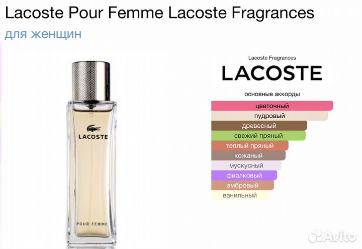 Духи женские Lacoste Pour Femme Lacoste Fragrances