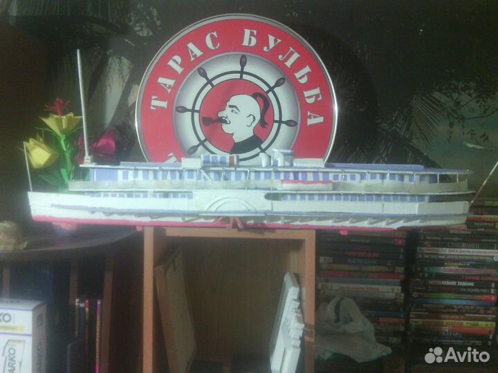 Модель парахода колесника ручной работы 84 см длин