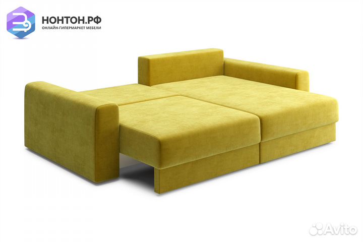 Диван угловой тик-так Омега горчичный
